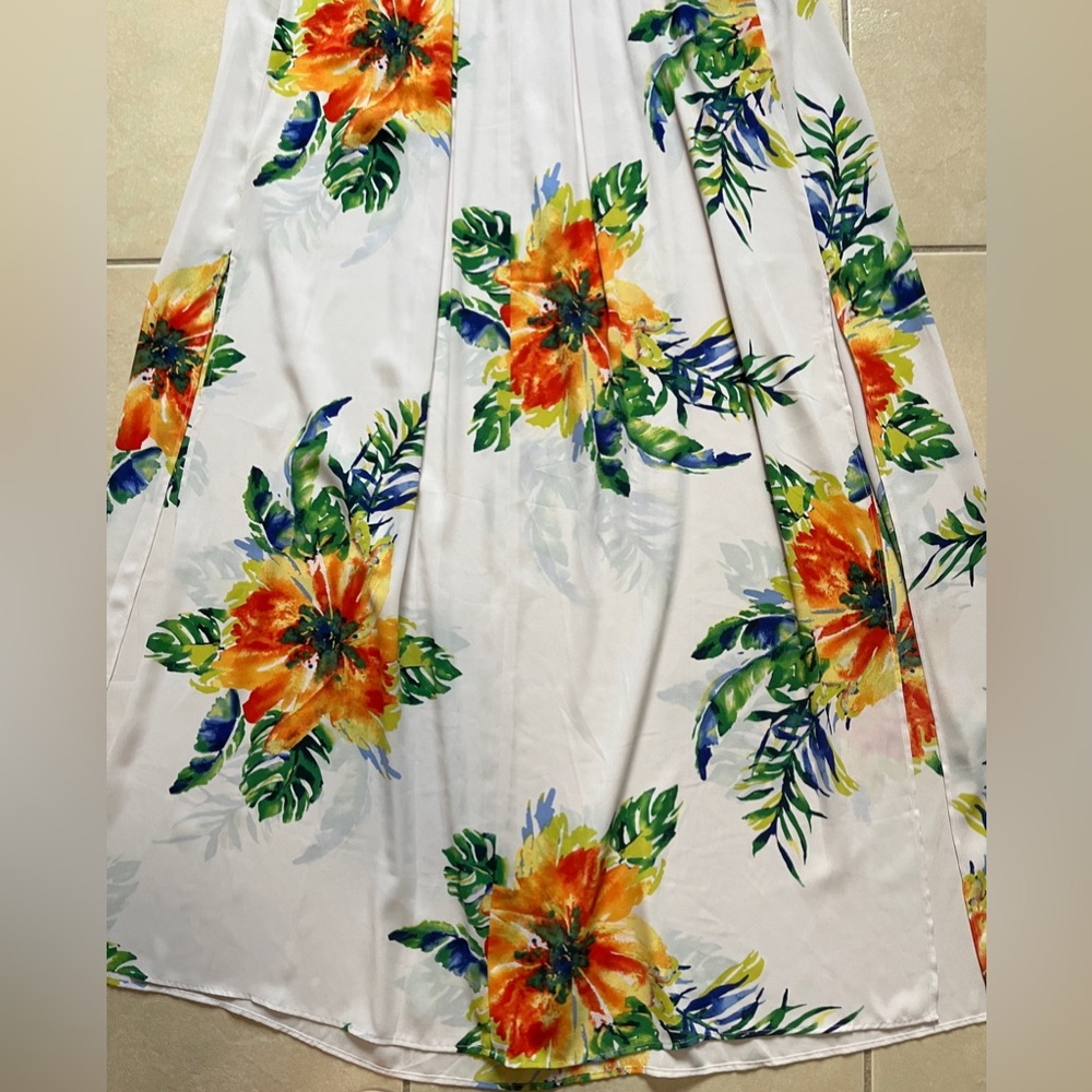 ARK & CO FULL LENGTH SPAGHETTI STRAP MULTI-FLORAL PRINT MAXI DRESS SIZE, L Beach - Picture 13 of 16